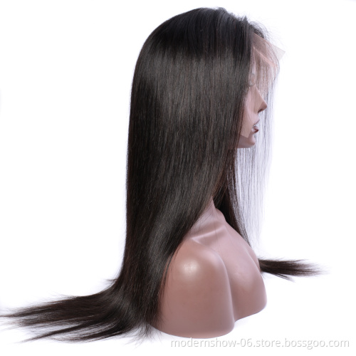 180% Density Straight Wave Full Lace Wigs Virgin Hair with Swiss Lace